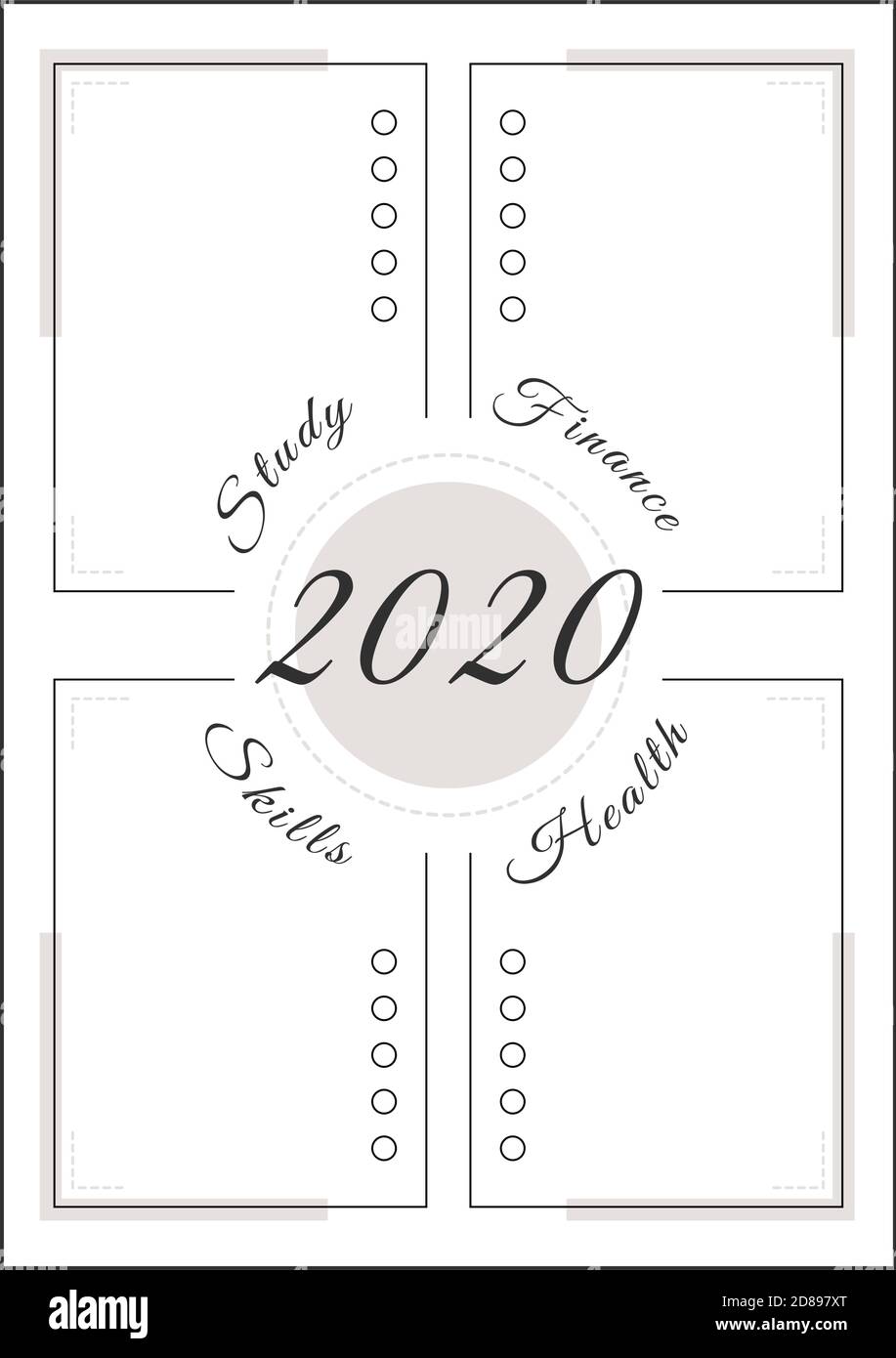 2020 year resolution minimalist planner page design Stock Vector Image ...