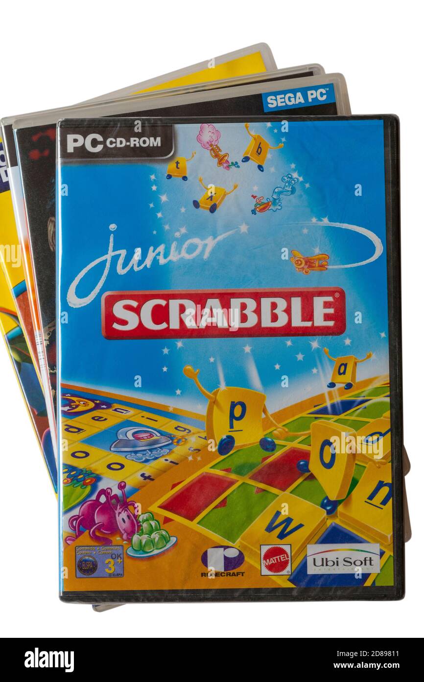 Junior Scrabble PC game set on white background Stock Photo
