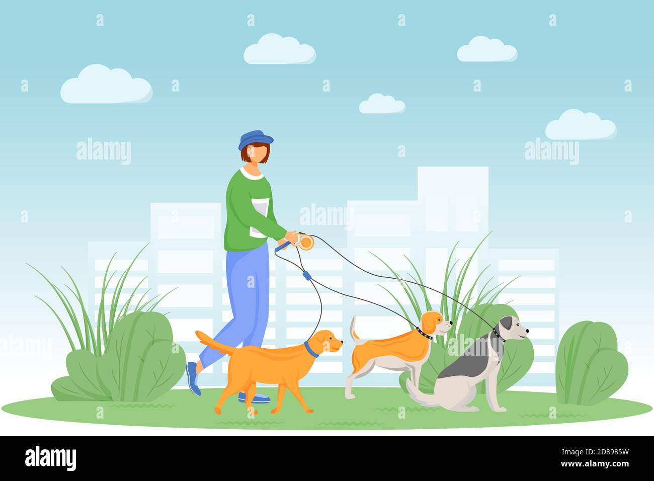 Dog walking flat color vector illustration Stock Vector Image & Art - Alamy