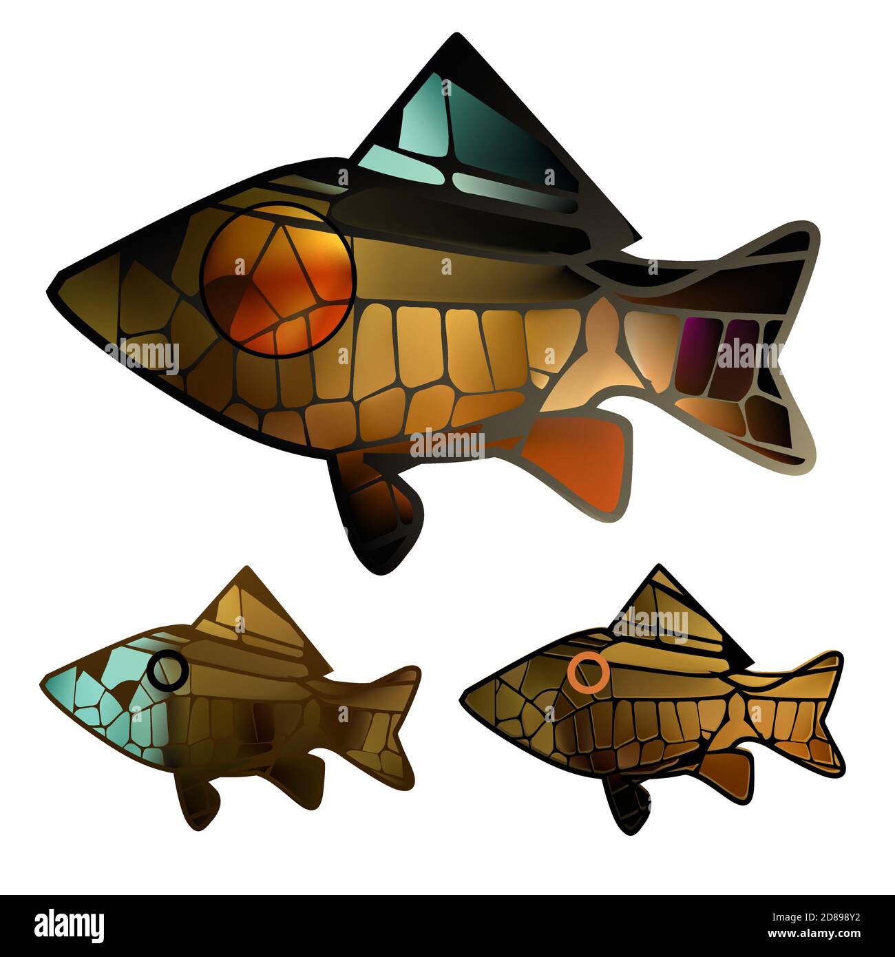 stained glass mosaic to any surface with gold bright colorful marine