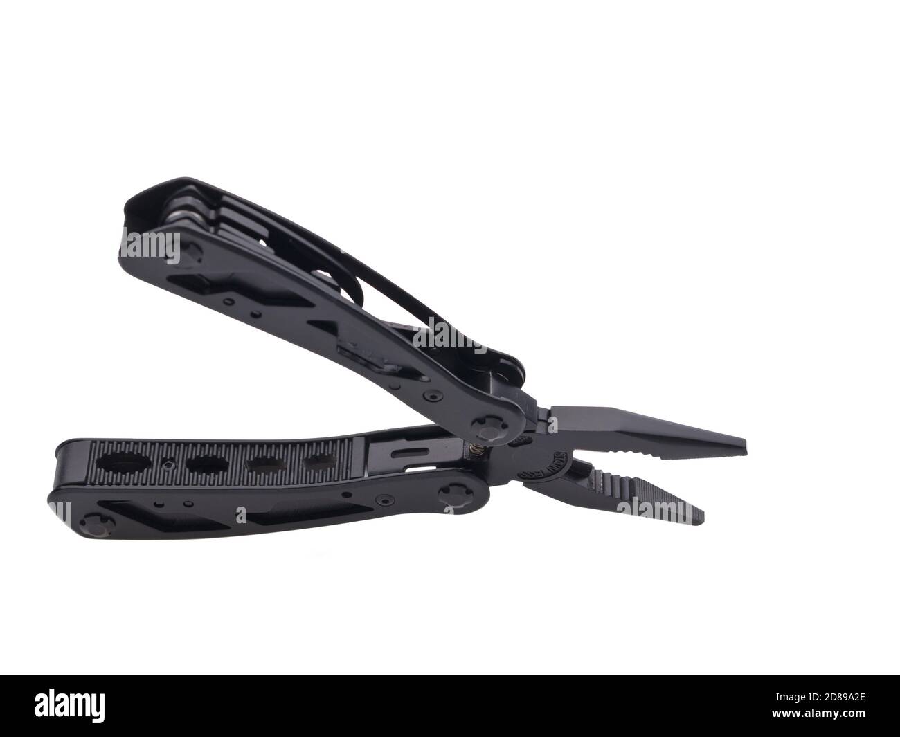 Black multitool pocket pliers isolated on white background Stock Photo