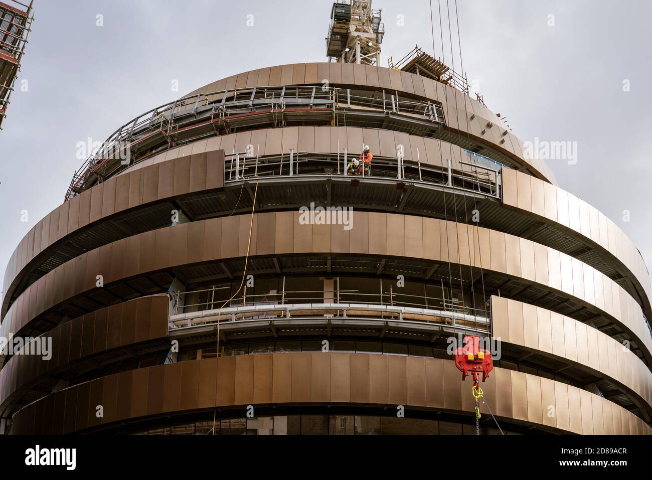 Edinburgh, Scotland, UK. 28 October 2020. Copper coloured cladding being installed to exterior of new luxury W Edinburgh hotel under construction at new St James Quarter commercial and residential development in Edinburgh,  Iain Masterton/Alamy Live News Stock Photo