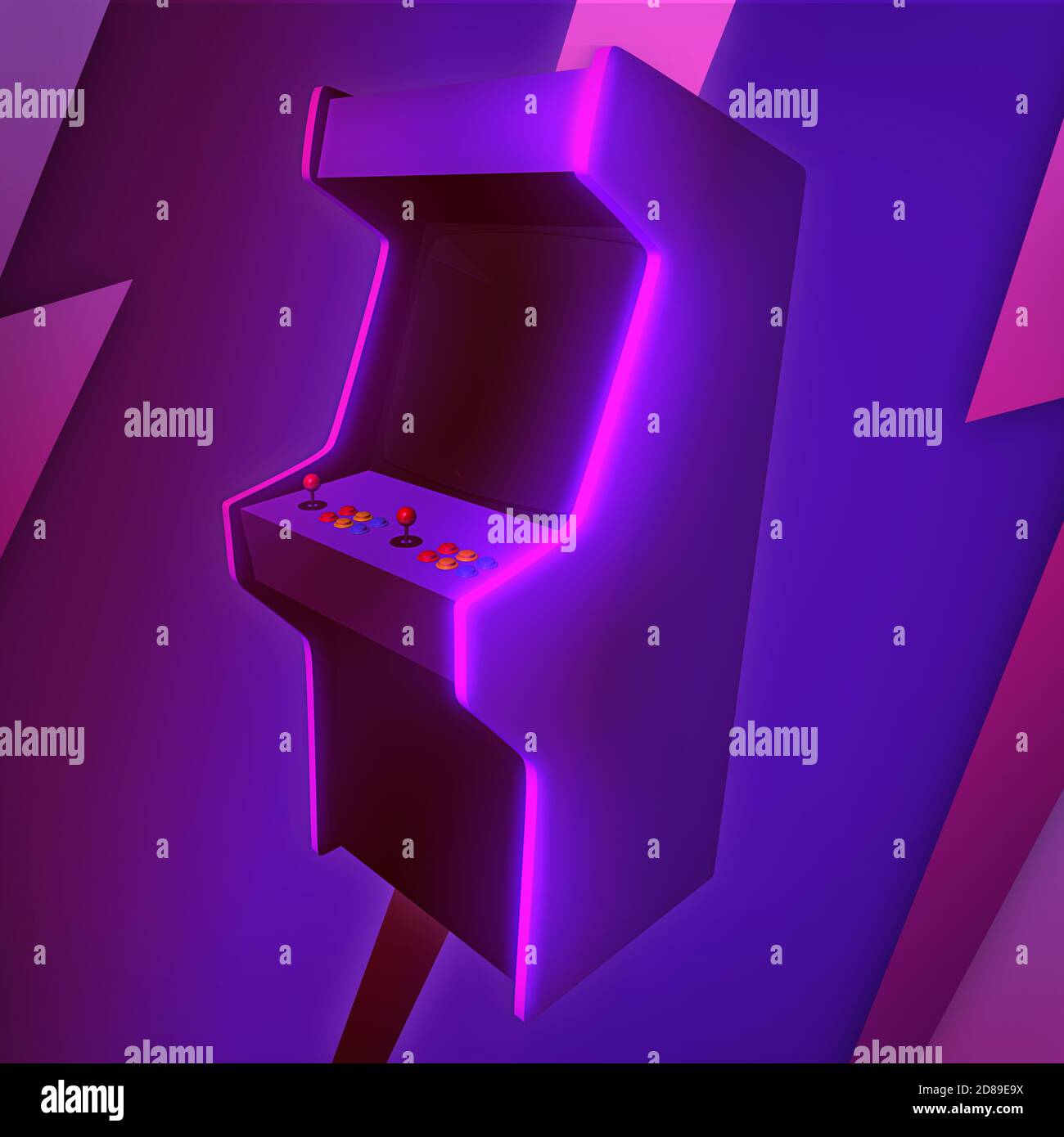 Arcade machine cabinet 3D illustration. A symbol of retro gaming in a new retro wave, stylish look Stock Photo