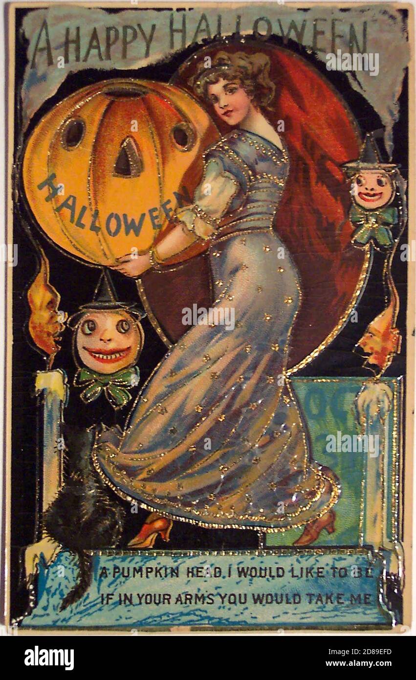 Halloween greetings card vintage art Stock Photo Alamy