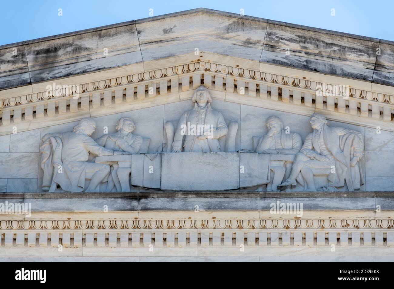 Adolph Alexander Weinman's sculpture of the 'Committee of Five', the drafting committee of the Declaration of Independence, on the Jefferson Memorial Stock Photo