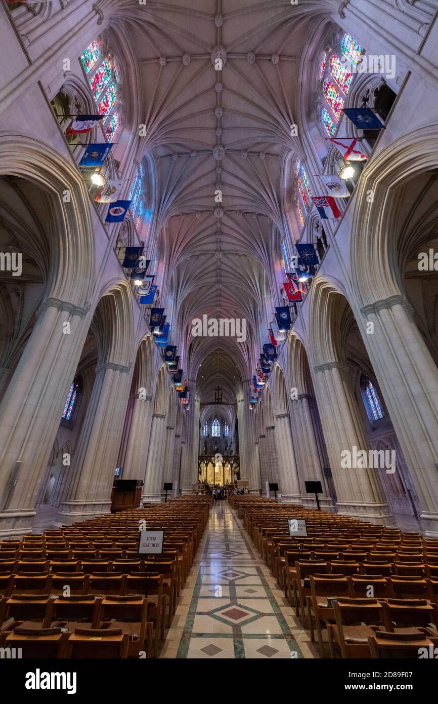 Washington National Cathedral nave. Stock Photo