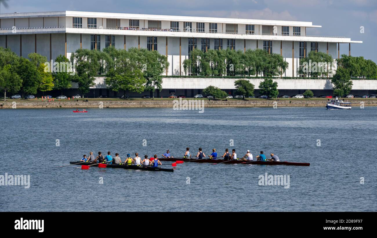 Rowing Eights Assemble On The Potomac River In Front Of The John F 