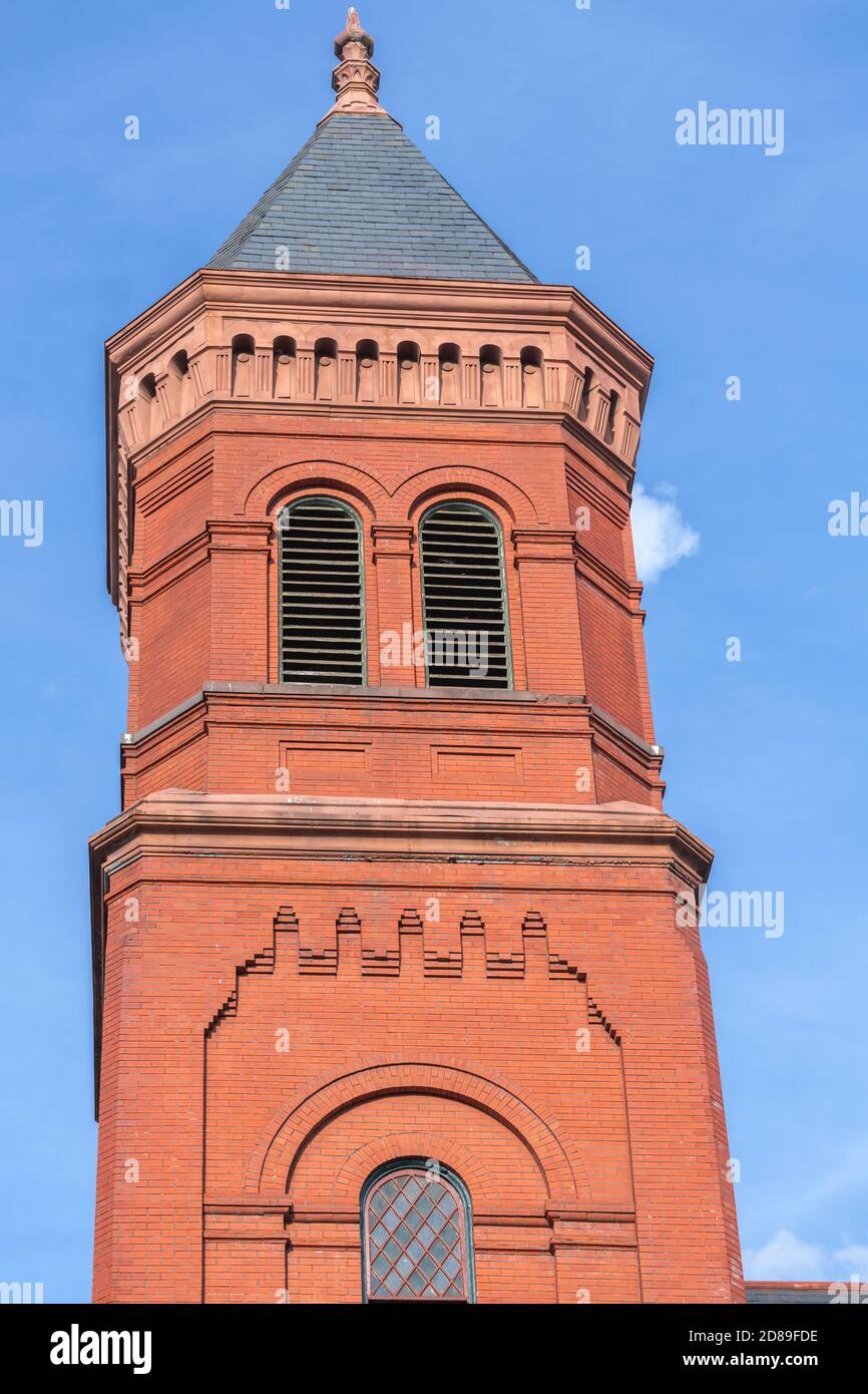 Dating back to 1892, the United Church in G Street NW in Washington DC was built by the Concordia Lutheran Evangelical German congregation Stock Photo
