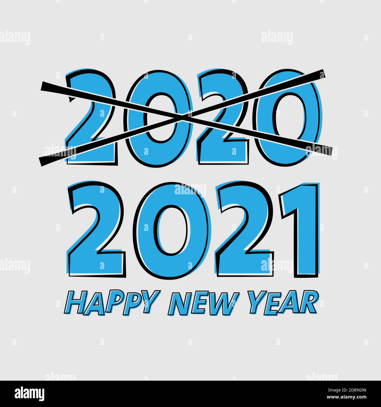 HAPPY NEW YEAR 2021 greeting card or sticker vector illustration Stock Vector