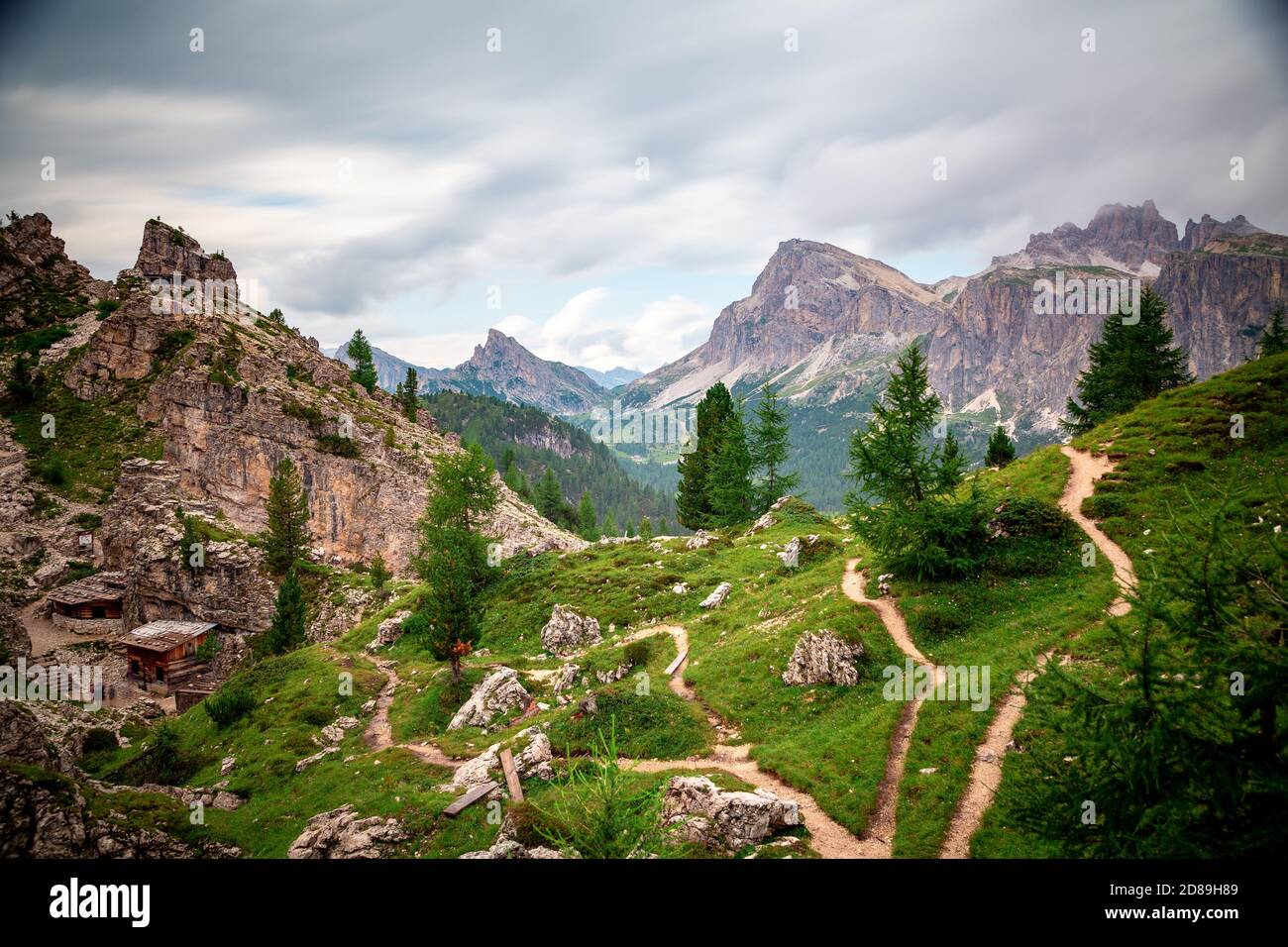 Cinque Torri mountains, Dolomites, Cortina d'Ampezzo, Belluno, Italy Stock Photo