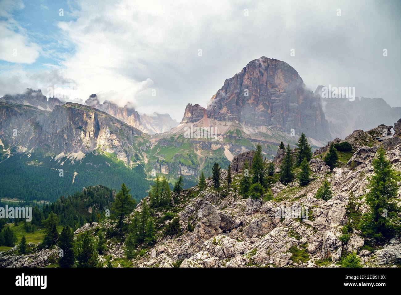Cinque Torri mountains, Dolomites, Cortina d'Ampezzo, Belluno, Italy Stock Photo