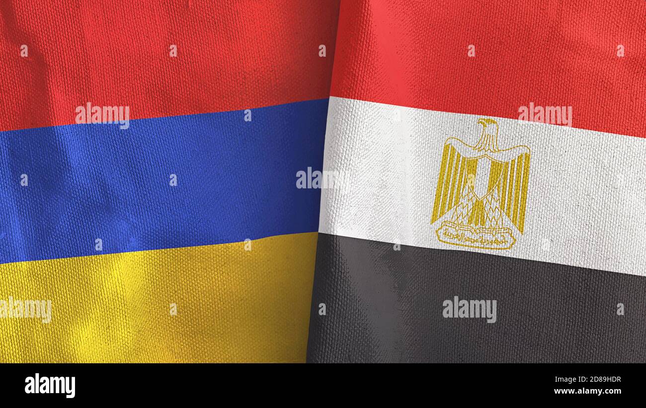 Egypt and Armenia two flags textile cloth 3D rendering Stock Photo - Alamy