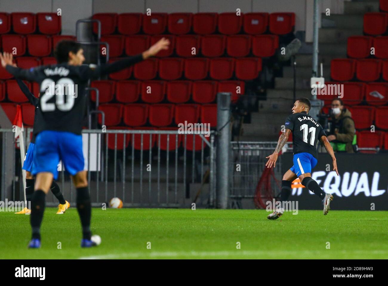 Darwin Machis of Granada (11) celebrates his goal during the UEFA Europa League, Group Stage, Group E football match between PSV Eindhoven and Grana C Stock Photo