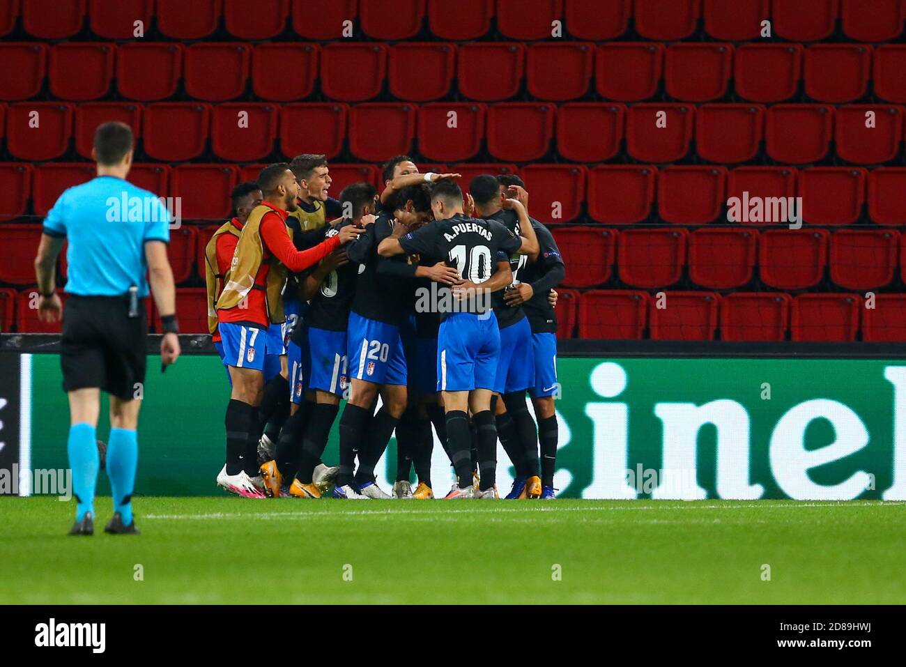 Jorge Molina of Granada celebrates his goal with his team mates during the UEFA Europa League, Group Stage, Group E football match between PSV Eindh C Stock Photo