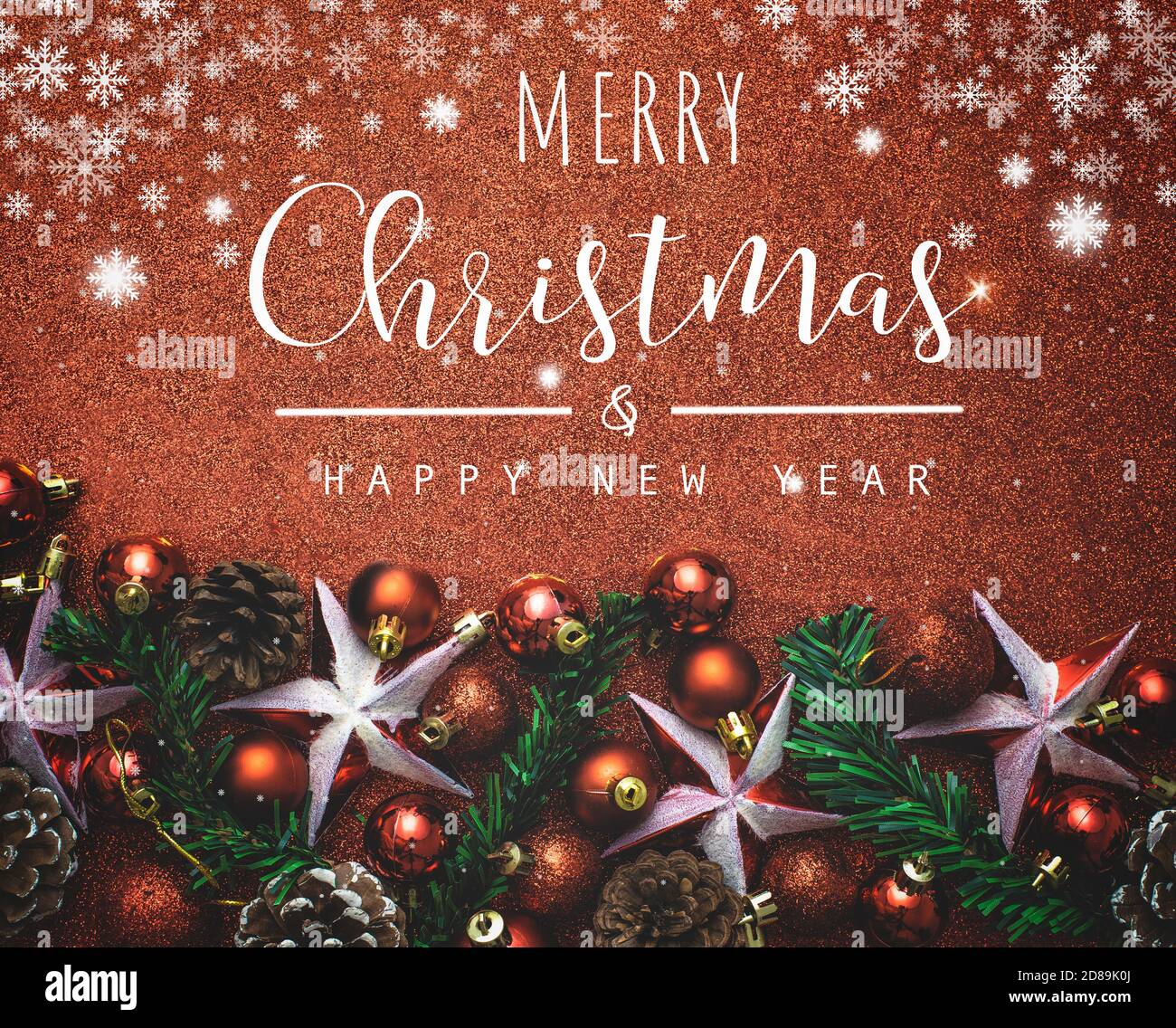 Christmas and New Year typographical on red background with Red glitter ...