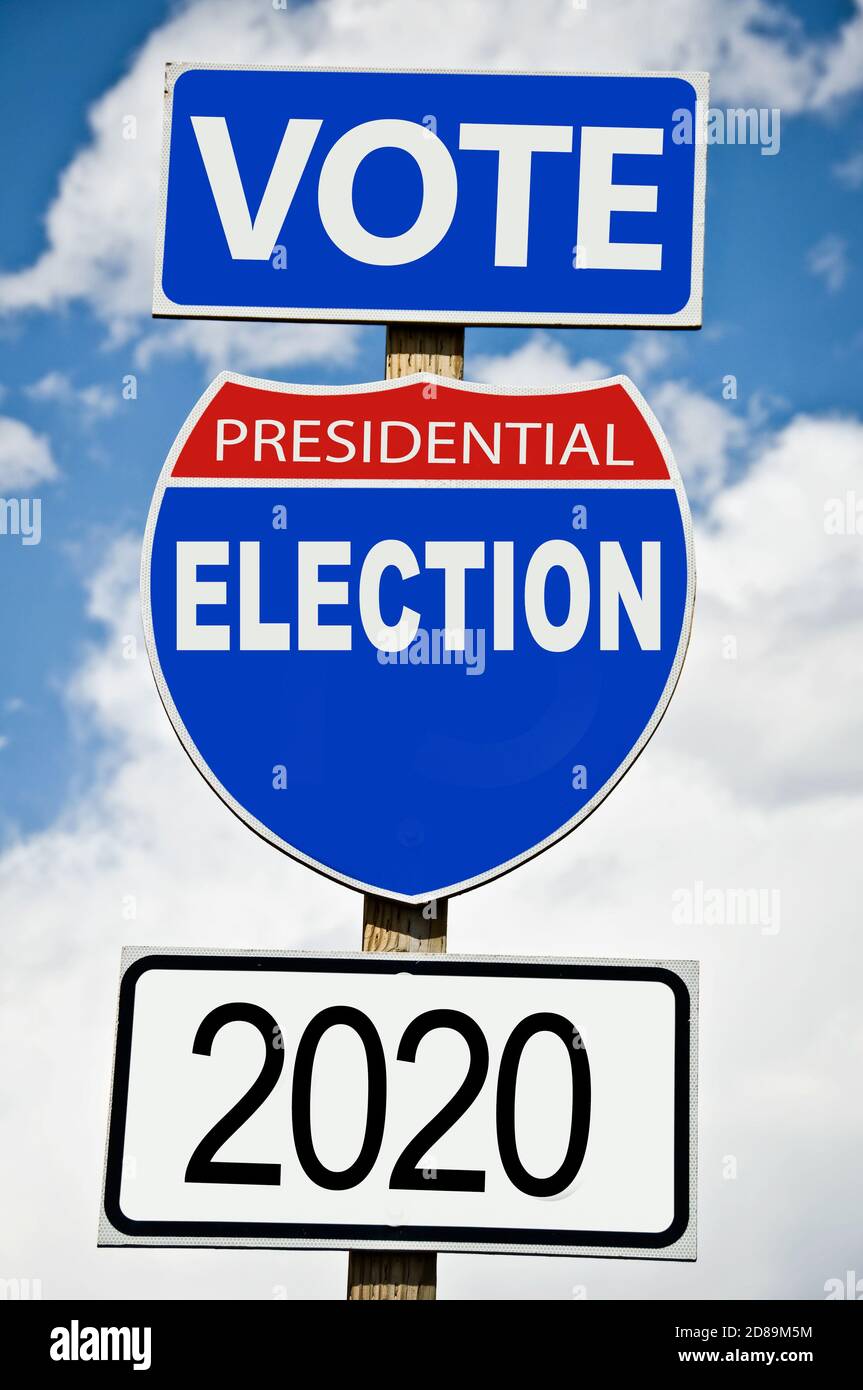 Presidential election vote 2020 written on american roadsign Stock Photo