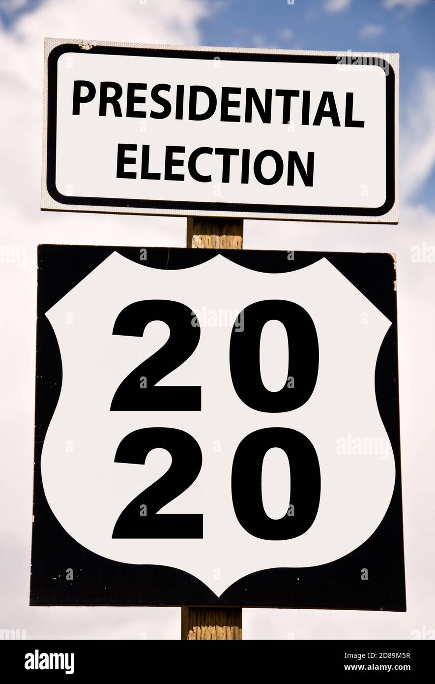 Presidential election 2020 written on american roadsign Stock Photo