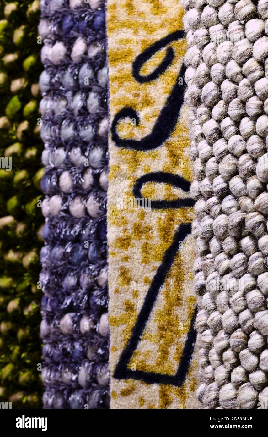 Colorful floor carpet samples vertical Stock Photo Alamy
