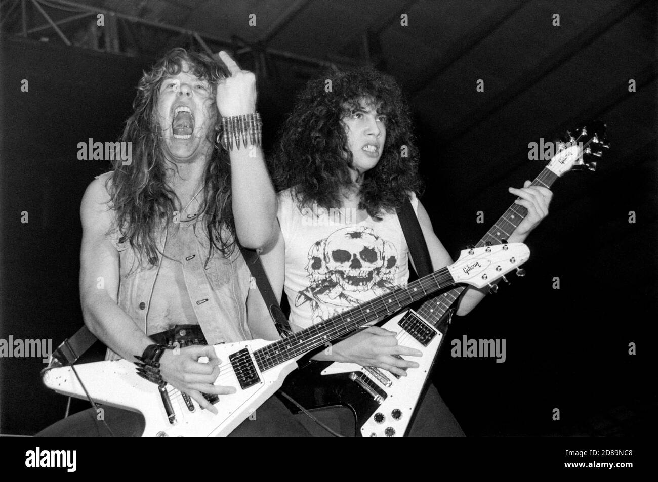ZWOLLE, THE NETHERLANDS - FEBR 11, 1984: Metallica performing live on stage  during their first concert in the Netherlands in the IJsselhal in Zwolle  Stock Photo - Alamy