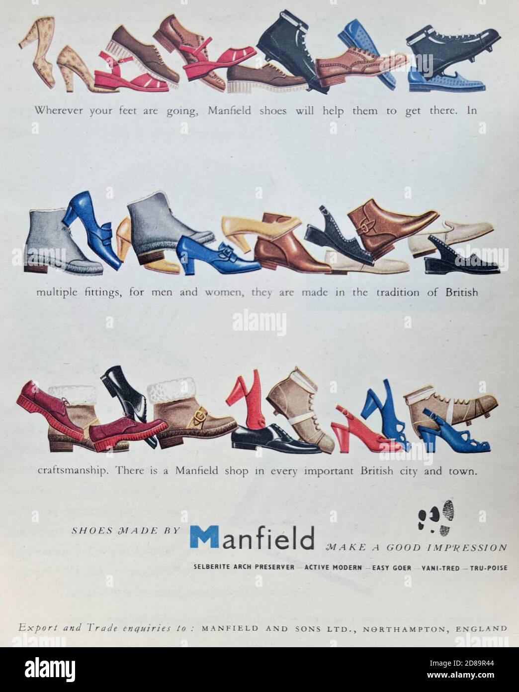 Vintage Advertisement 1951 - Mansfield Shoes Stock Photo