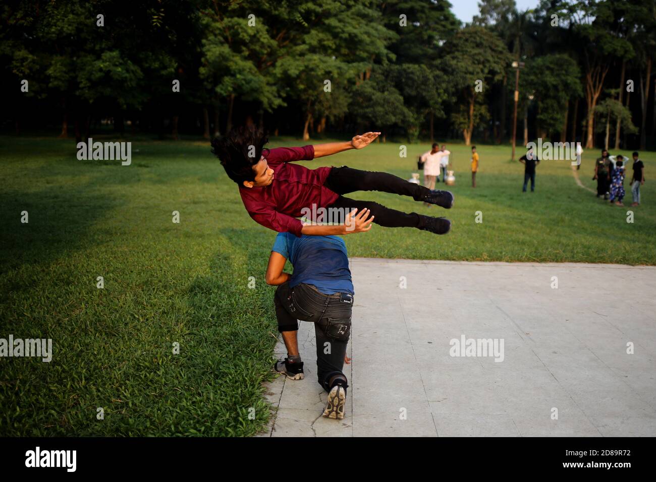 Dhaka, Dhaka, Bangladesh. 28th Oct, 2020. Young boys are performing dance  and shooting video through tiktok app, which is a viral video-sharing  social networking service. TikTok became the most downloaded app in