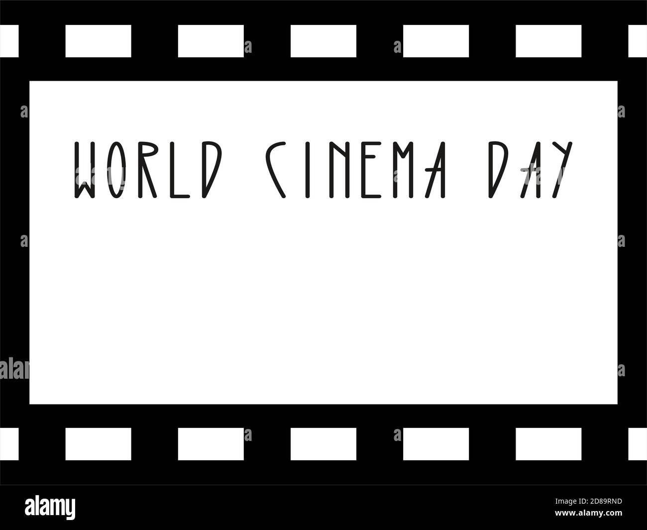 Cinema frame. Reel and text. World cinema day. Design template