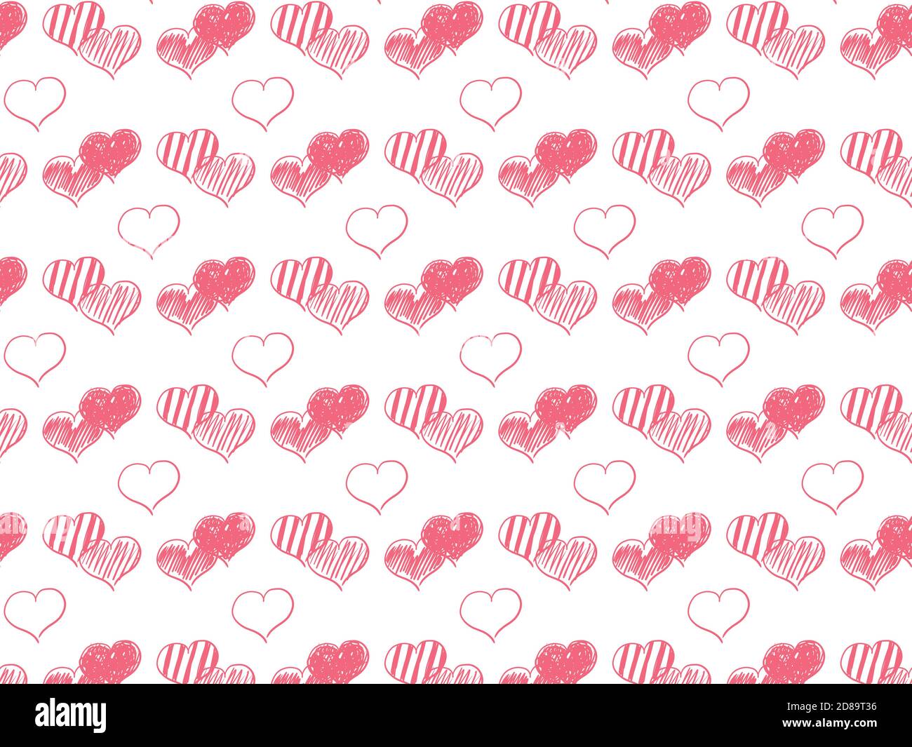vector line pattern of hand-drawn red hearts Stock Vector Image & Art ...