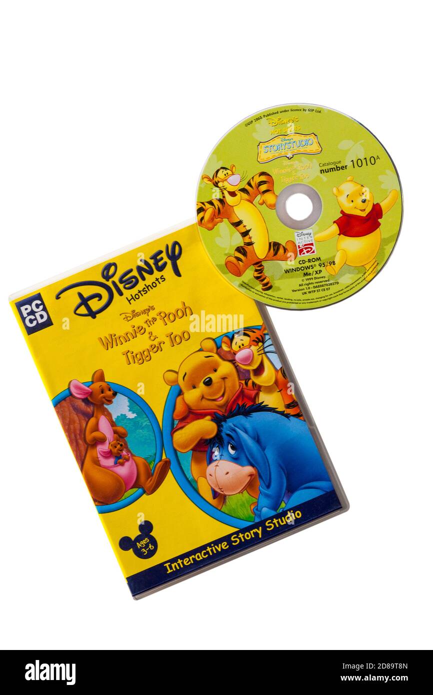 Disney Hotshots Disney's Winnie the Pooh & Tigger Too PC CD interactive story studio isolated on white background - for ages 3-6 Stock Photo