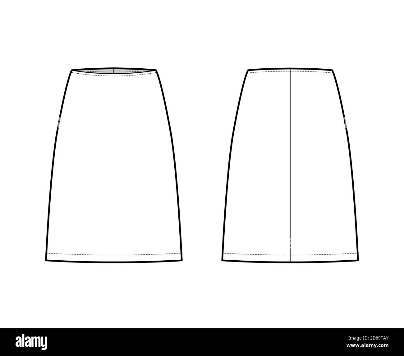 Skirt sheath technical fashion illustration with straight knee ...