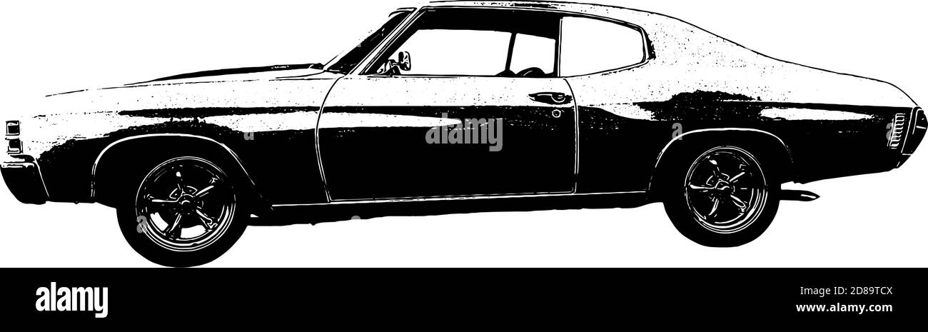 1970s classic muscle car vector illustration Stock Vector