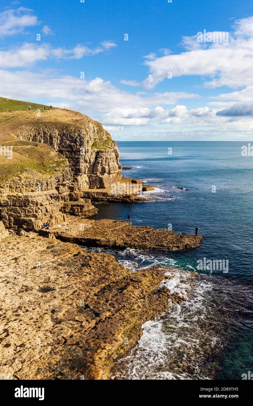 The Portland Stone cliffs at Quarry on the Jurassic Coast