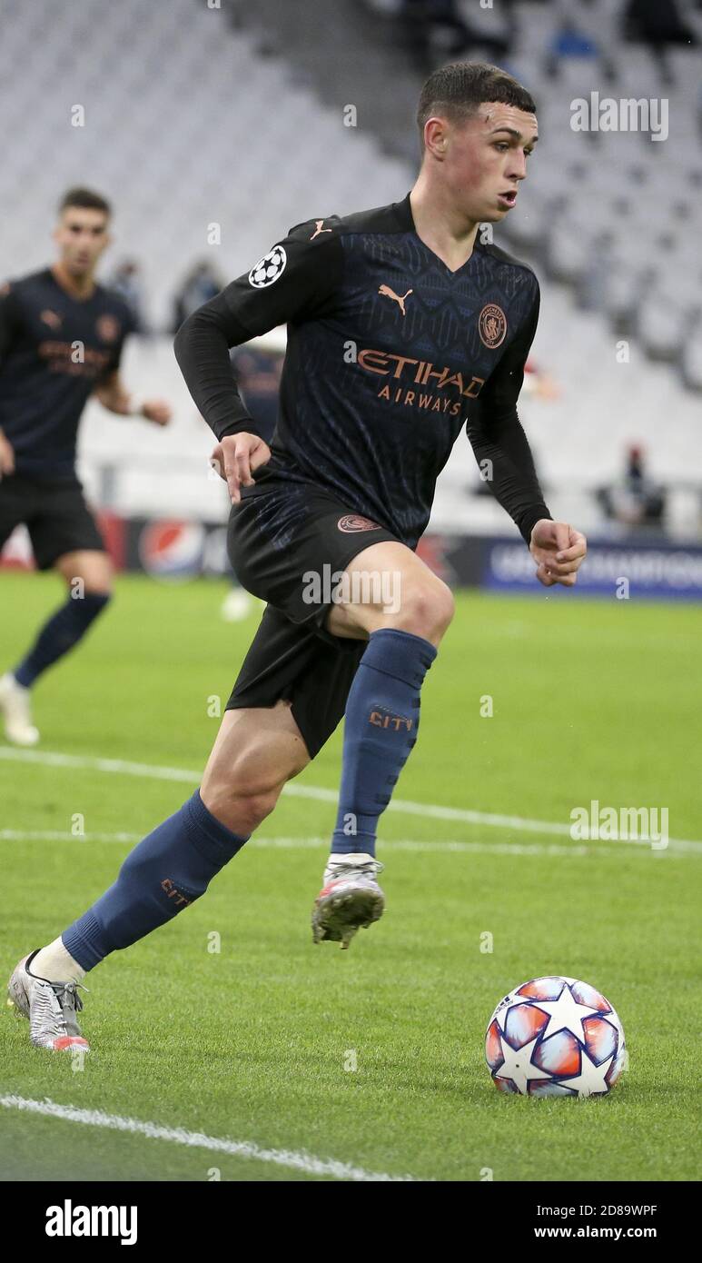 Phil Foden of Manchester City during the UEFA Champions League, Group Stage, Group C football match between Olympique de Marseille and Manchester Ci C Stock Photo