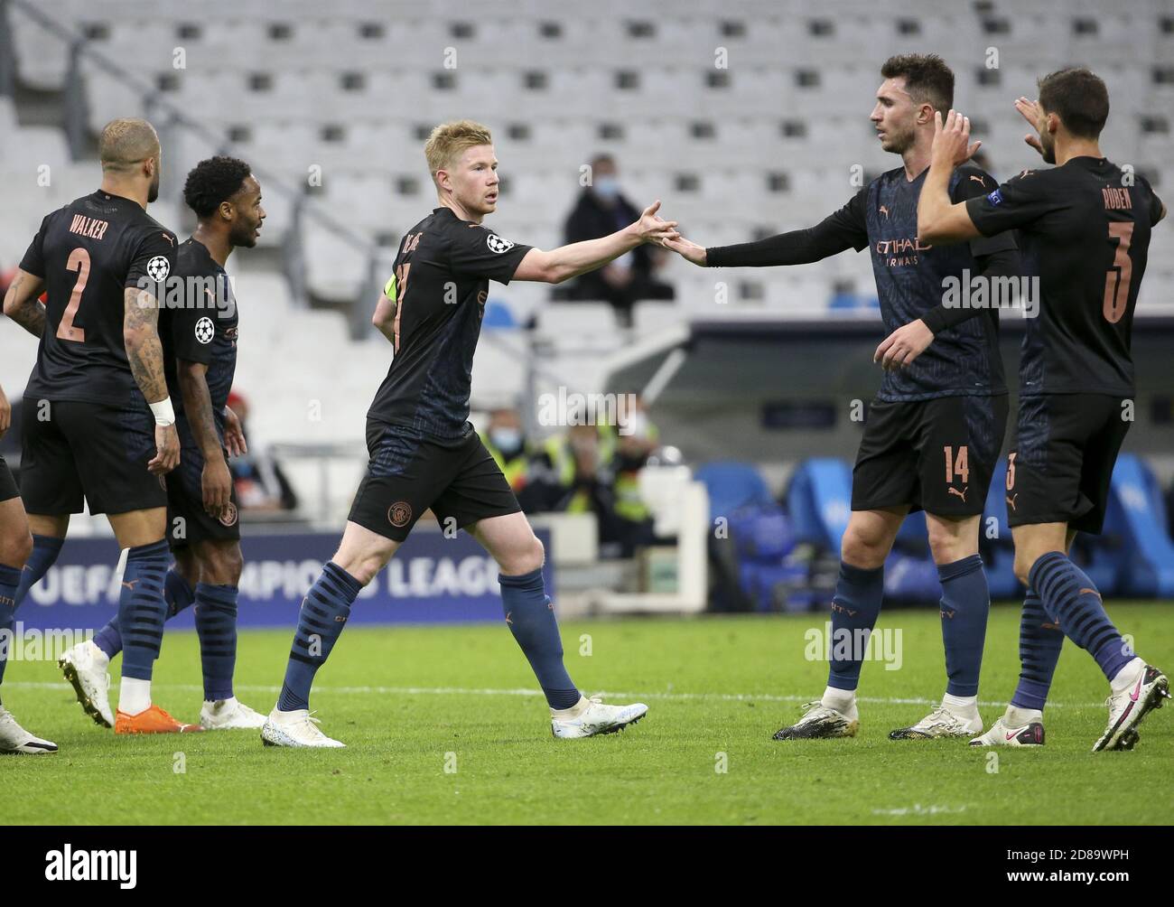 Kevin de Bruyne of Manchester City celebrates the first goal with