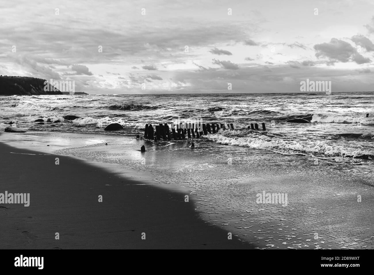 Seascape sea blue sky clouds Black and White Stock Photos & Images - Alamy