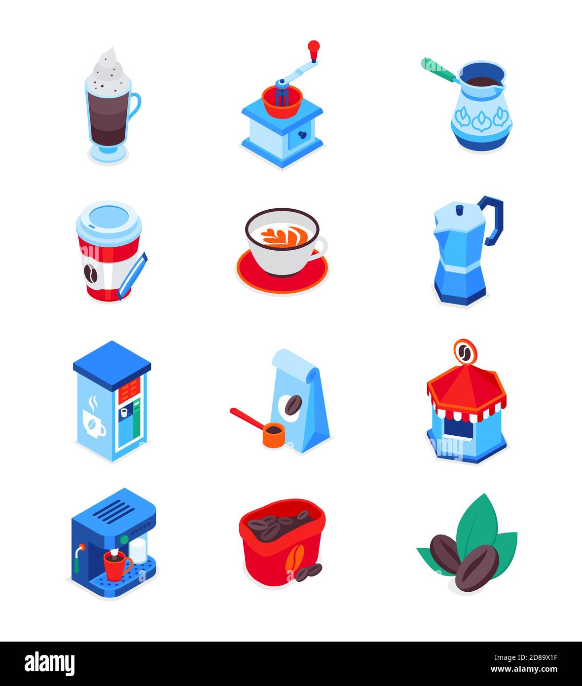 Coffee - set of modern colorful isometric icons Stock Vector Image ...