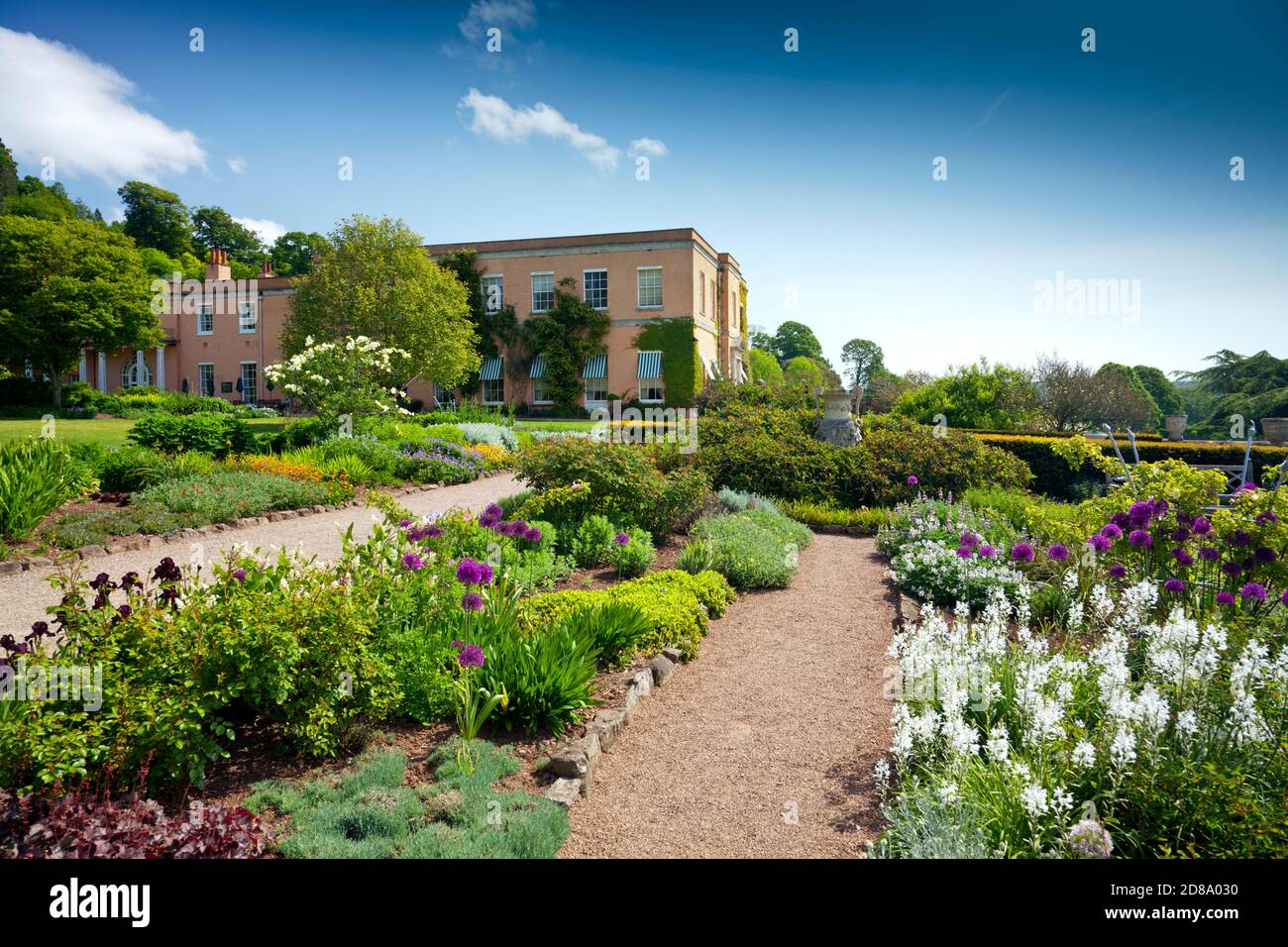 The colourful herbaceous borders at Killerton House, nr Exeter, Devon, England, UK Stock Photo