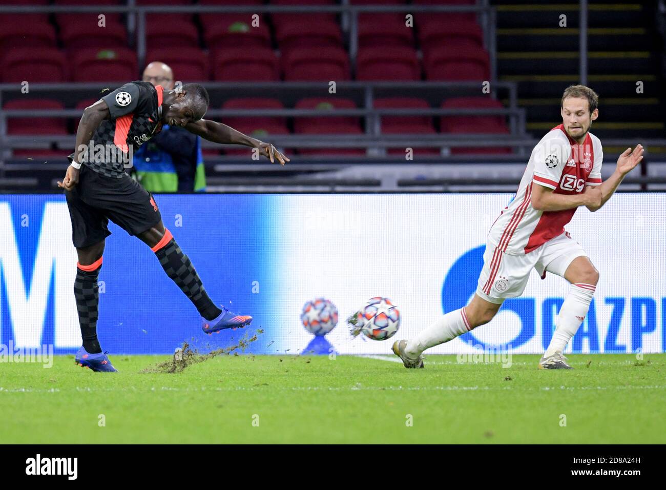 Sadio Mane of Liverpool FC, Daley Blind of Ajax during the UEFA Champions League, Group Stage, Group D football match between Ajax and Liverpool on  C Stock Photo