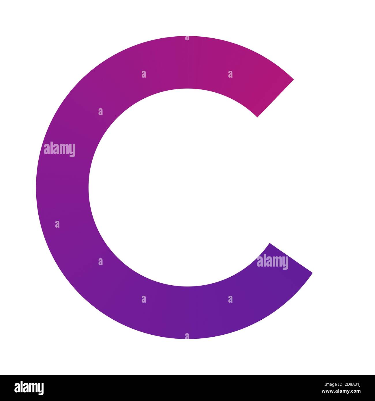 Capital letter C on white background, purple and pink gradient, logo for design. Stock Photo