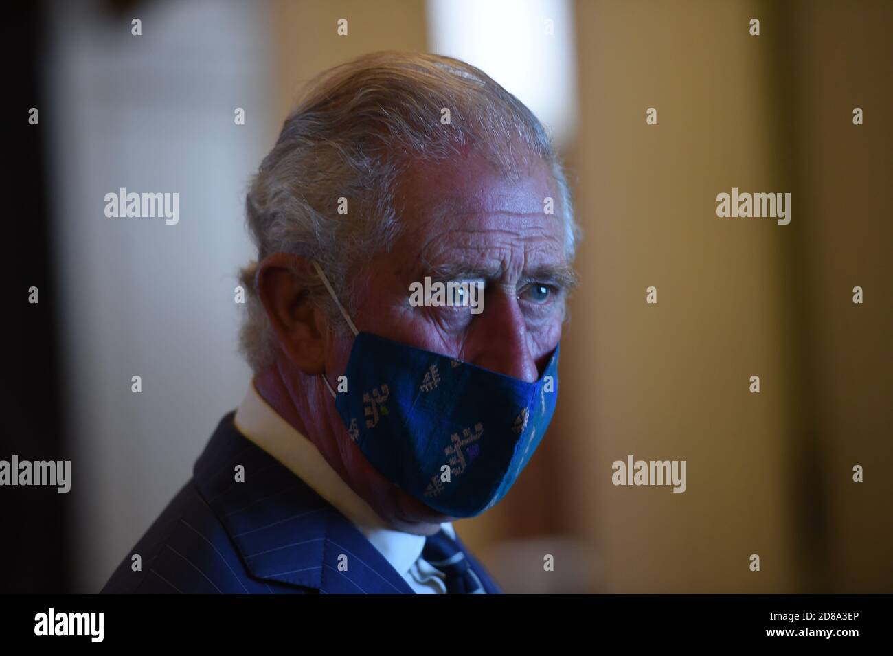 The Prince of Wales during a visit to the headquarters of the Bank of England in the City of London, where he met with Governor Andrew Bailey and reviewed the Bank's role in supporting the national economy through the coronavirus pandemic. Stock Photo
