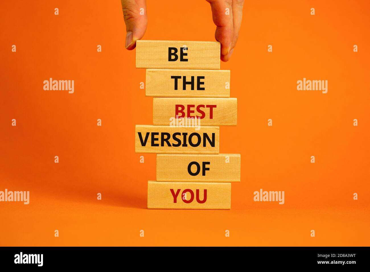 Success Text Building Blocks Concept of building success foundation. Men hand put wooden blocks on ...