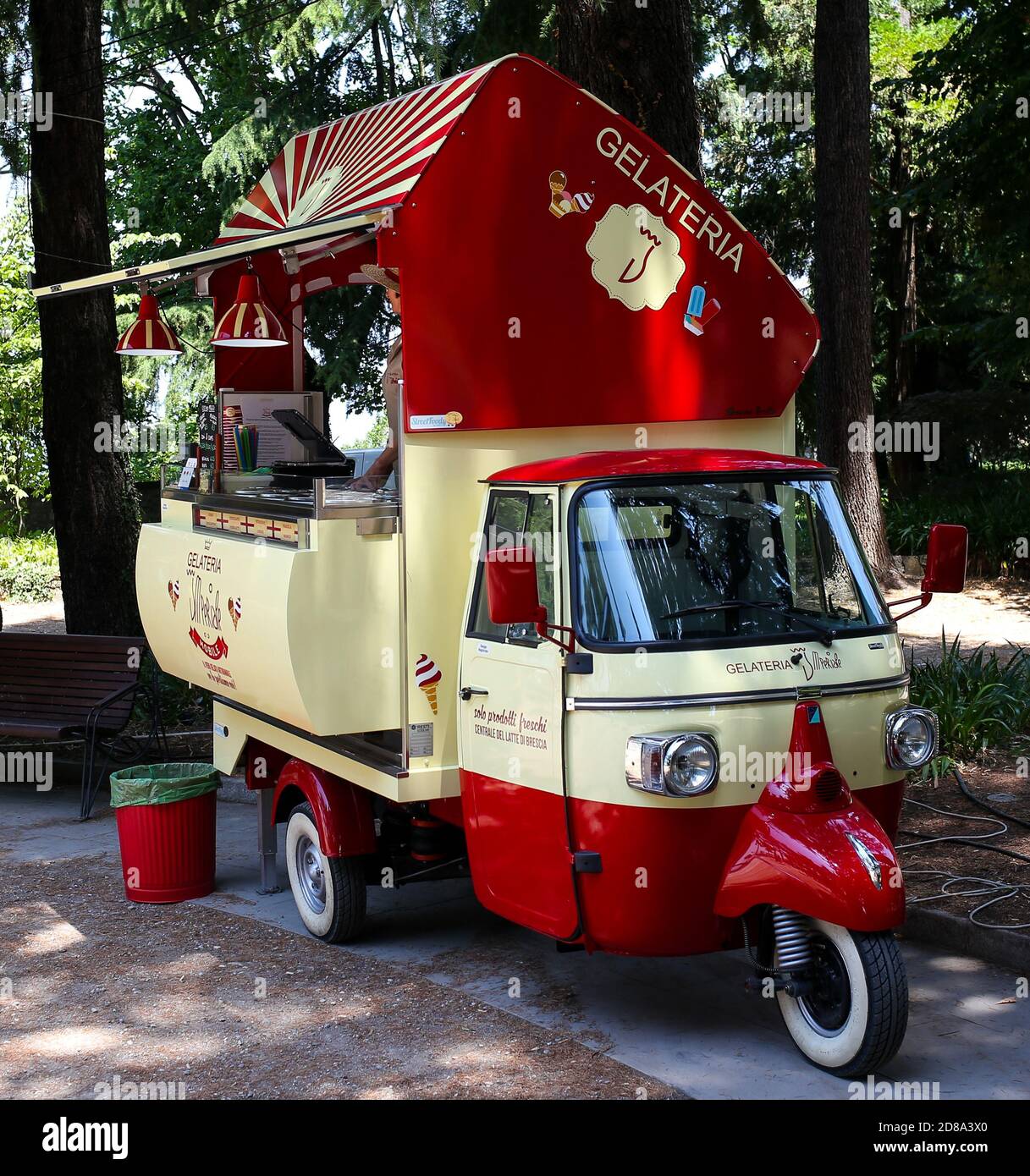 Brescia, Italy - 26 July 2019: food truck, ice cream freezer Stock Photo