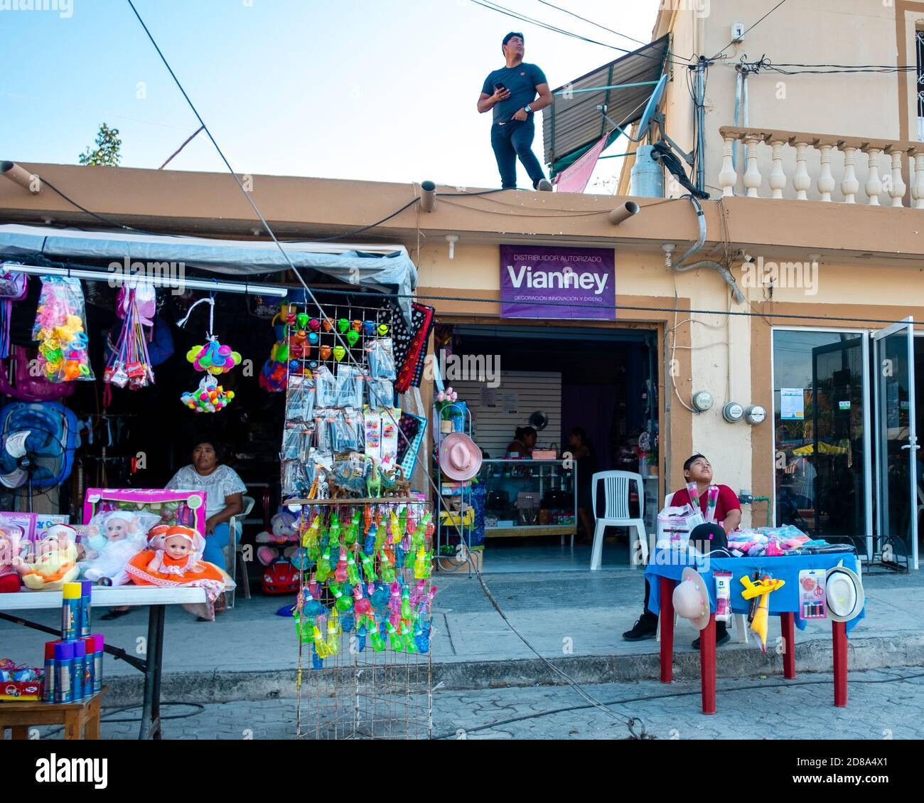 The annual festival Fiesta Tradicional Maya de Tulum is underway on the square Cancha Maya Tulum. Stock Photo