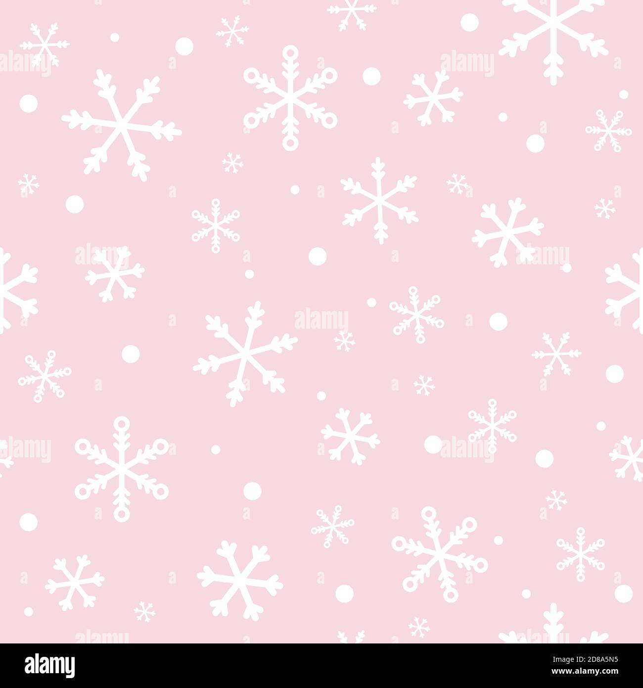 White random snowflakes on pastel pink background, winter weather ...