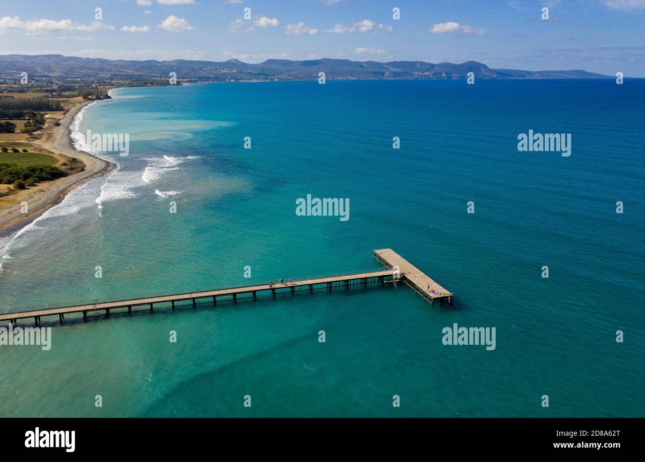 Aerial view of swimmers on Limni Pier near Argaka, Cyprus Stock Photo ...