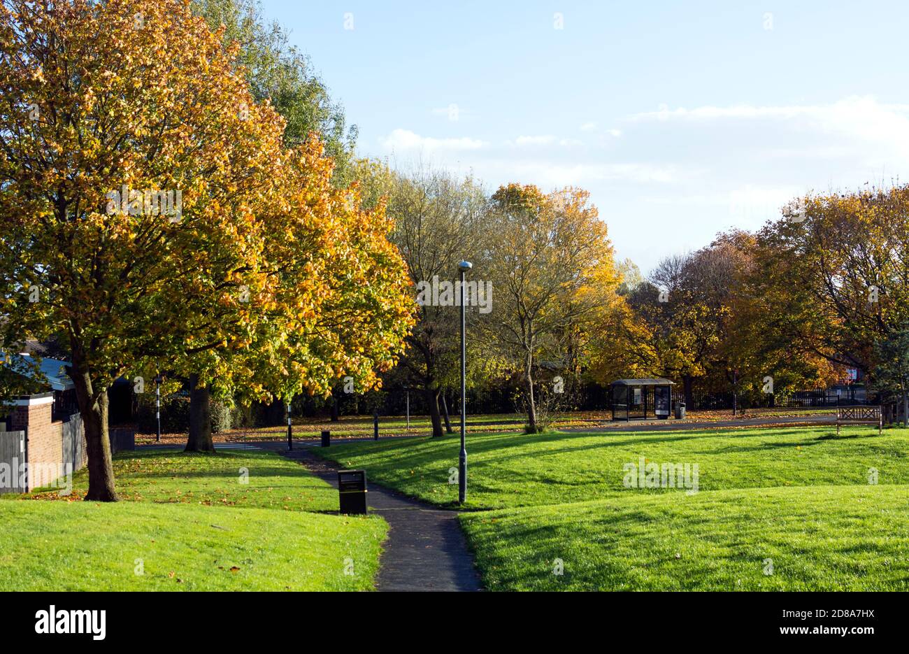 Woodloes Park Estate in autumn, Warwick, Warwickshire, England, UK