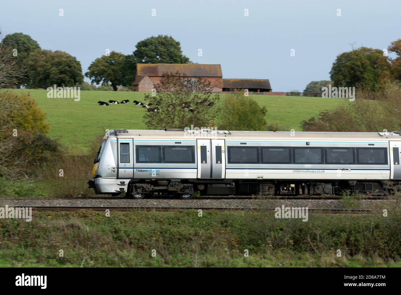 Chiltern Railways class 168 diesel, side view, Warwickshire, UK Stock Photo