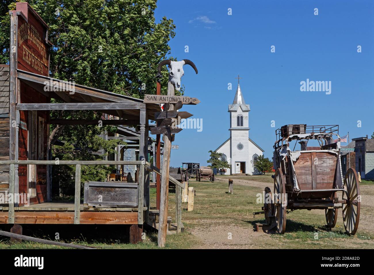 Old western ghots town buildings in the great plains of Dakota Stock Photo