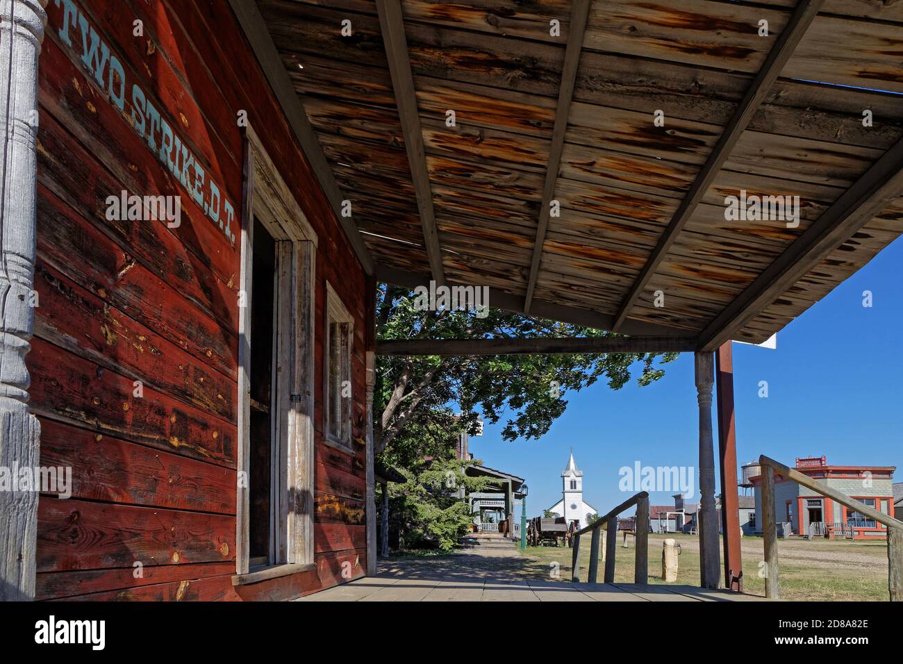 Old western ghost town buildings in the great plains of Dakota Stock
