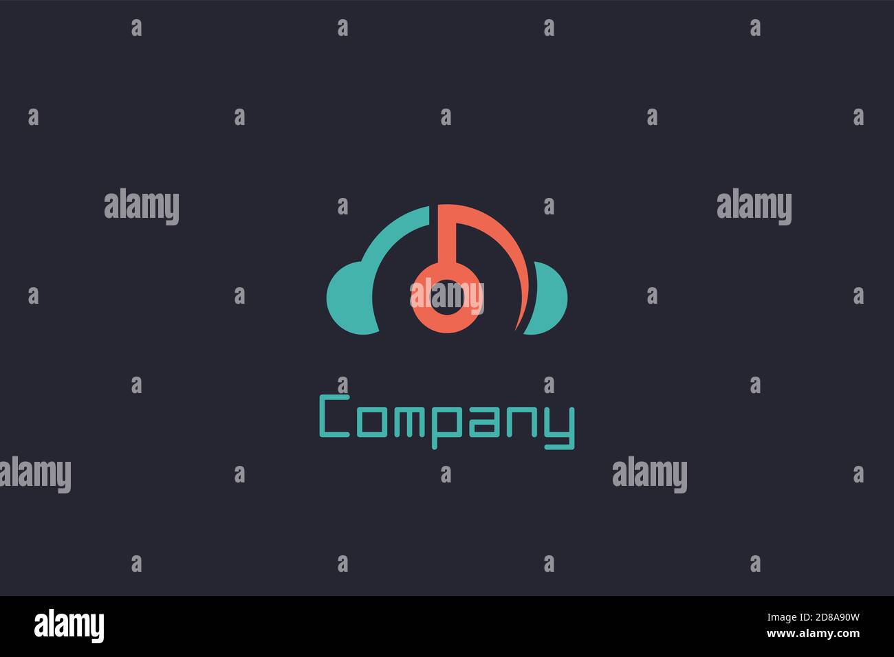 Headphone Music Logo Stock Vector