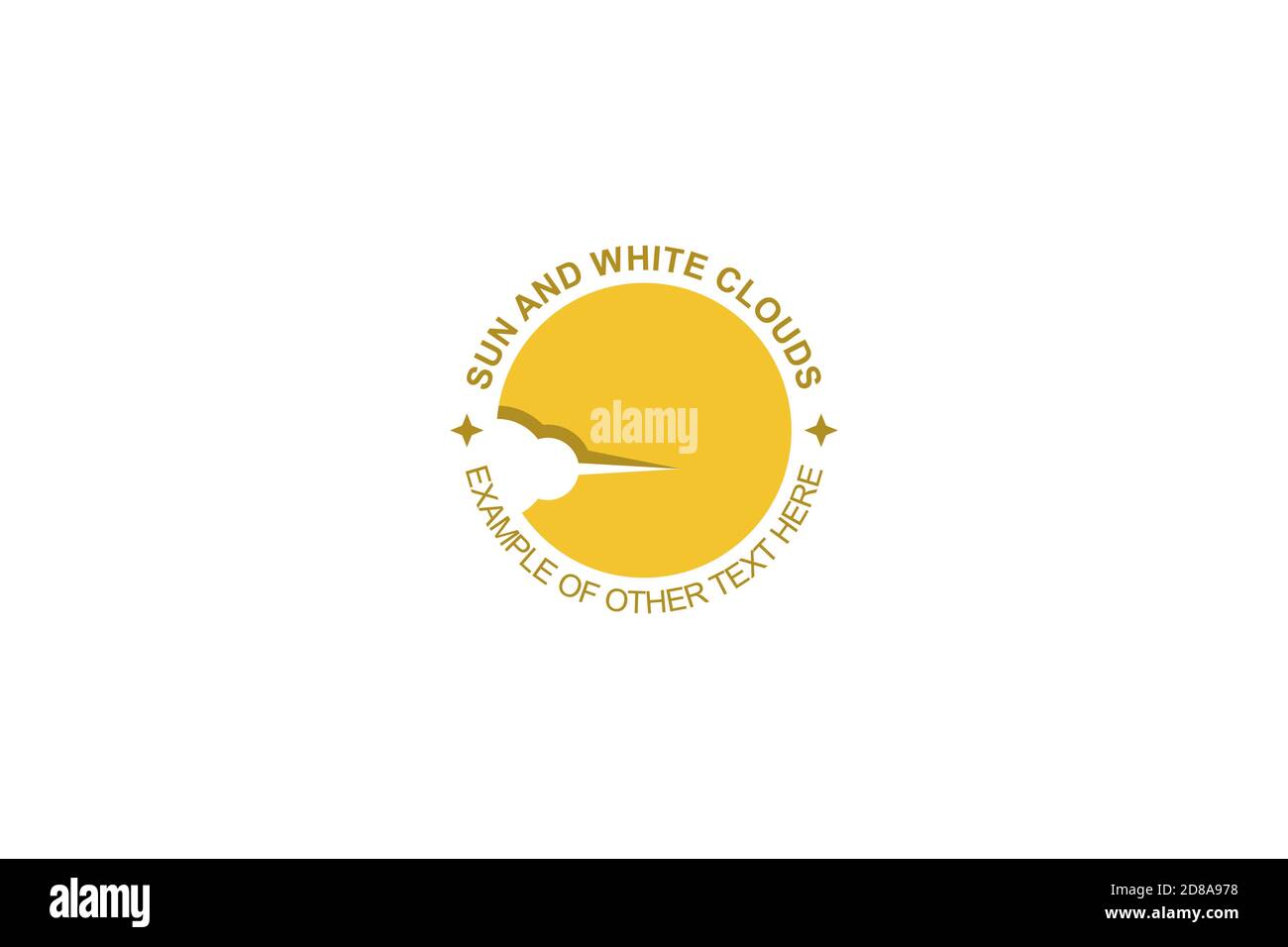 Circle yellow sun with cloud on negative space design concept, sky logo illustration. Stock Vector